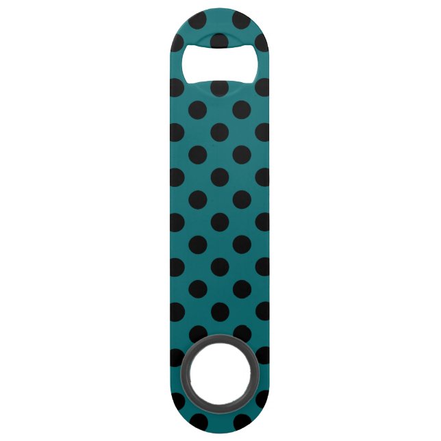 Black polka dots on teal (Front)