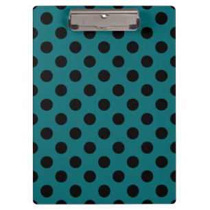 Black polka dots on teal clipboard