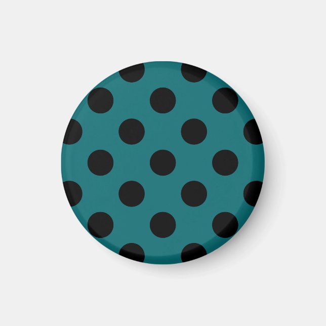 Black polka dots on teal magnet (Front)