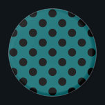 Black polka dots on teal magnet<br><div class="desc">Black polka dots on teal</div>