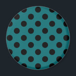 Black polka dots on teal magnet<br><div class="desc">Black polka dots on teal</div>