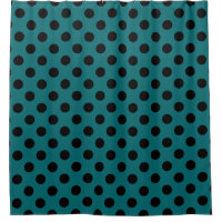 Black polka dots on teal
