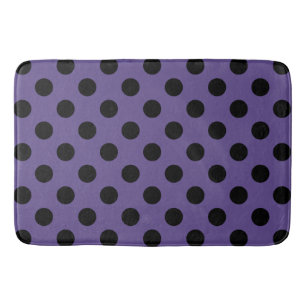 Black polka dots on ultra violet bath mat