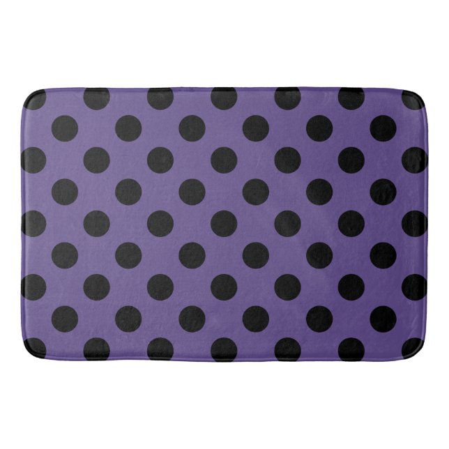 Black polka dots on ultra violet bath mat (Front)