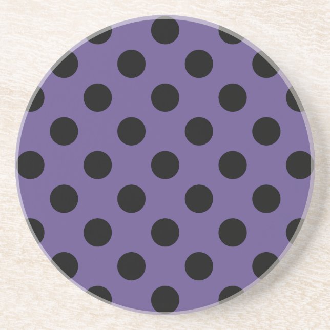 Black polka dots on ultra violet coaster (Front)