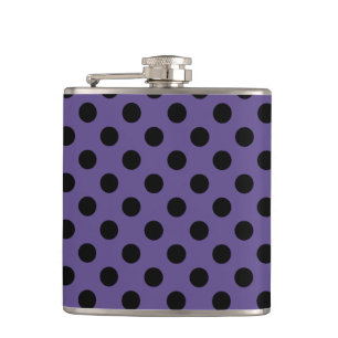 Black polka dots on ultra violet hip flask