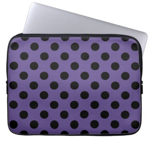 Black polka dots on ultra violet laptop sleeve