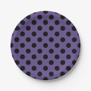 Black polka dots on ultra violet paper plate