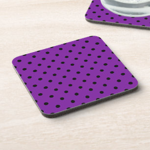 Black Polka Dots on Violet Purple Coaster