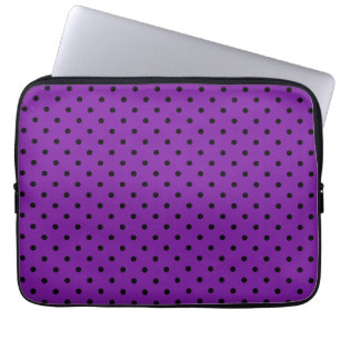 Black Polka Dots on Violet Purple Laptop Sleeve
