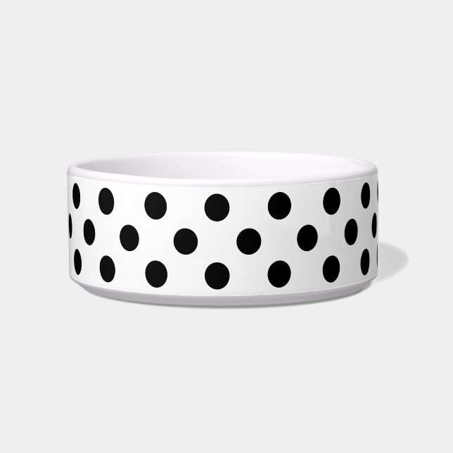 Black Polka Dots on White Background Bowl (Left)