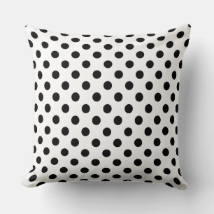 Black Polka Dots on White Background Cushion
