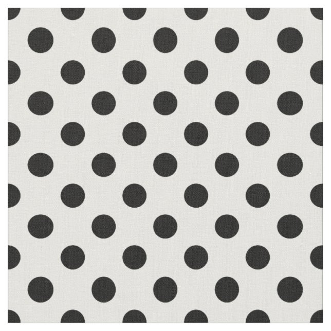 Black Polka Dots on White Background Fabric (Close Up)