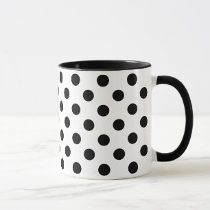 Black Polka Dots on White Background Mug