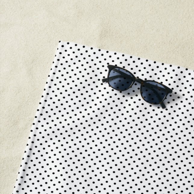 Black Polka Dots on White Beach Towel (In Situ)