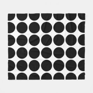Black Polka Dots on White Fleece Blanket