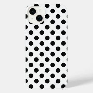 Black polka dots on white iPhone 14 plus case