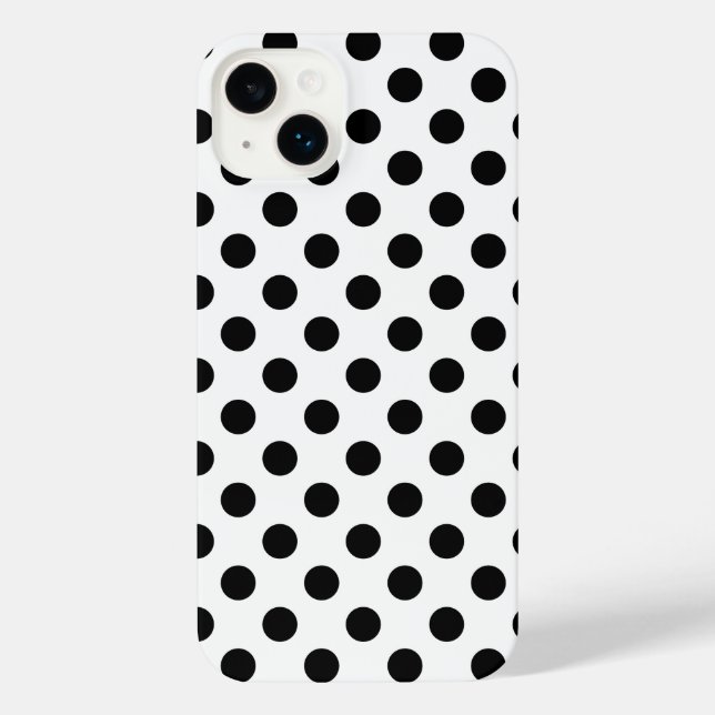 Black polka dots on white iPhone case (Back)