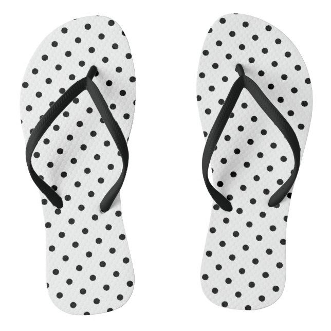 Black Polka Dots on White Jandals (Footbed)