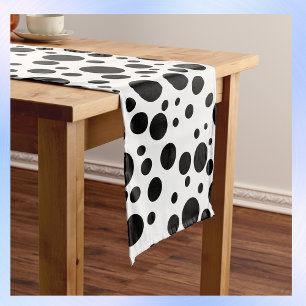 Black Polka Dots on White   Medium Table Runner