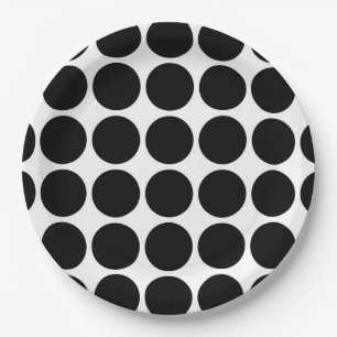 Black Polka Dots on White Paper Plate