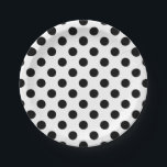 Black polka dots on white paper plate<br><div class="desc">Black polka dots on white</div>
