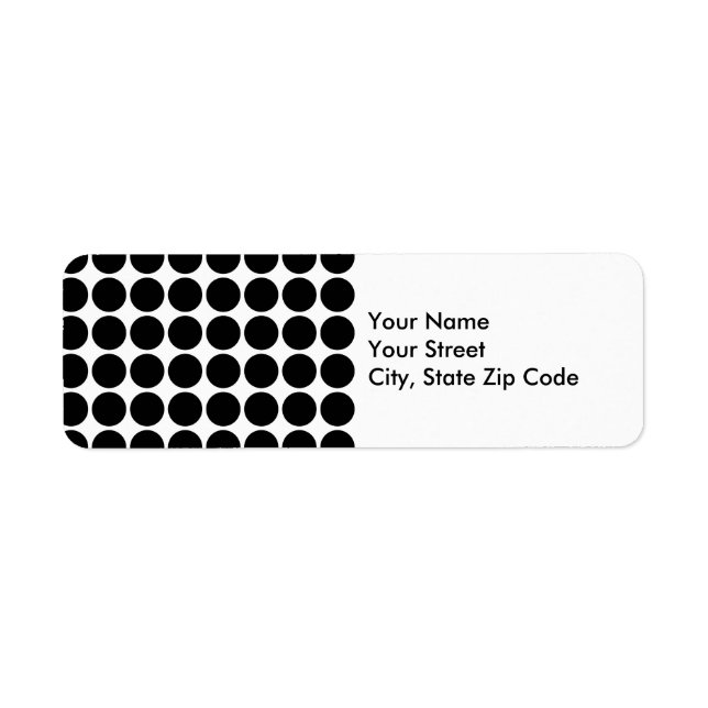 Black Polka Dots on White return address label (Front)