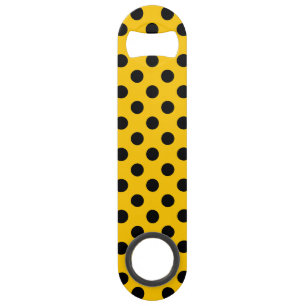 Black polka dots on yellow