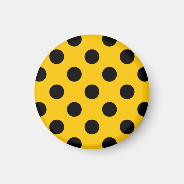 Black polka dots on yellow magnet (Front)