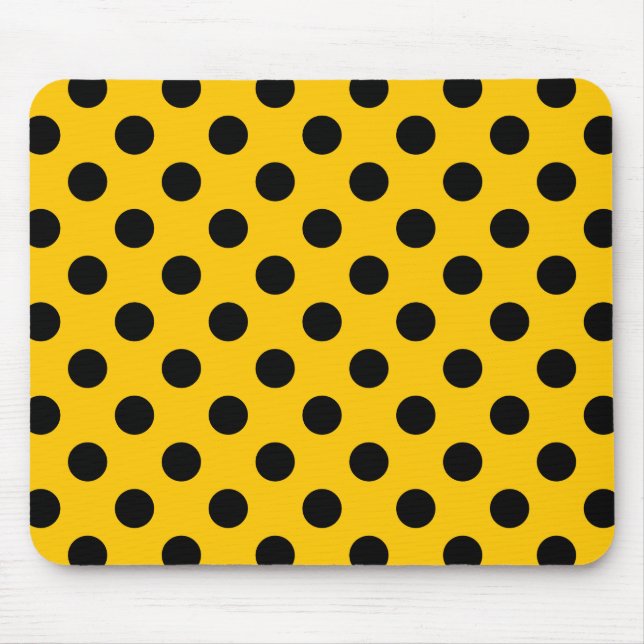 Black polka dots on yellow mouse pad (Front)