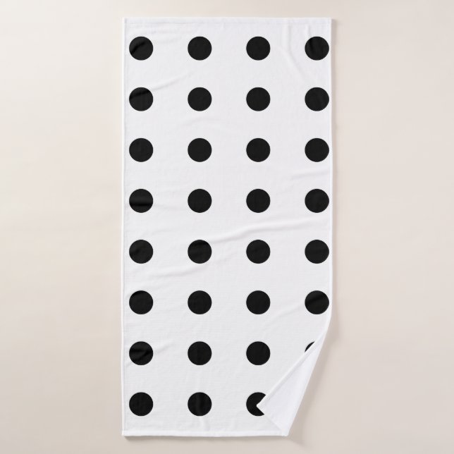 Black Polka Dots Pattern Bath Towel (Bath Towel)