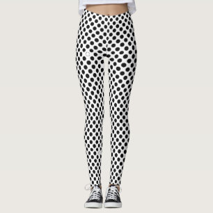 Black polka dots pattern on white leggings