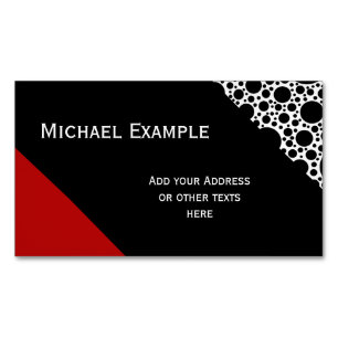 Black Polka Dots Pattern + your back & ideas Magnetic Business Card