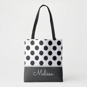 Black Polka Dots Personalised Tote Bag