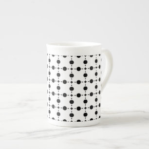 Black Polka Dots, Polka Dot Pattern, Dots, Dotted Bone China Mug