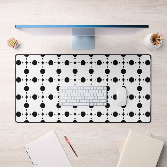 Black Polka Dots, Polka Dot Pattern, Dots, Dotted Desk Mat (Office 1)