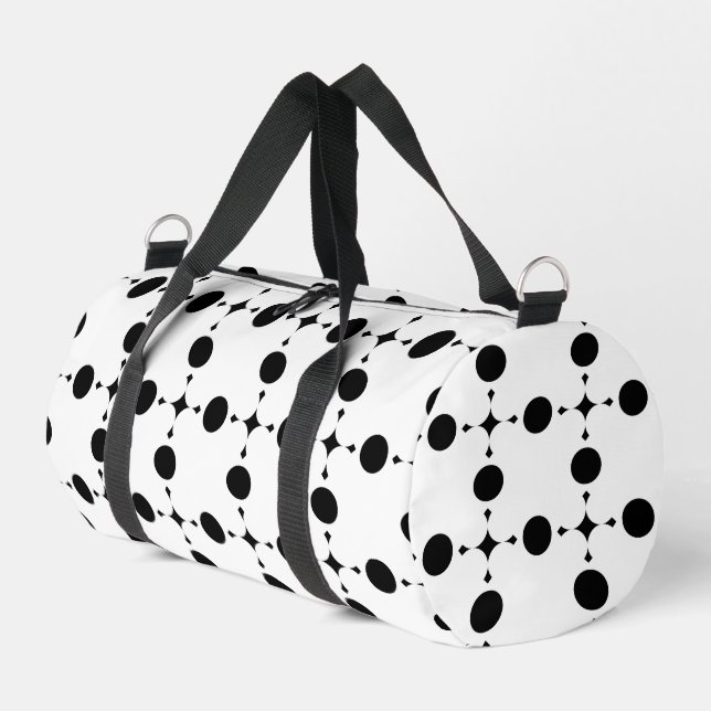 Black Polka Dots, Polka Dot Pattern, Dots, Dotted Duffle Bag (Left Corner)
