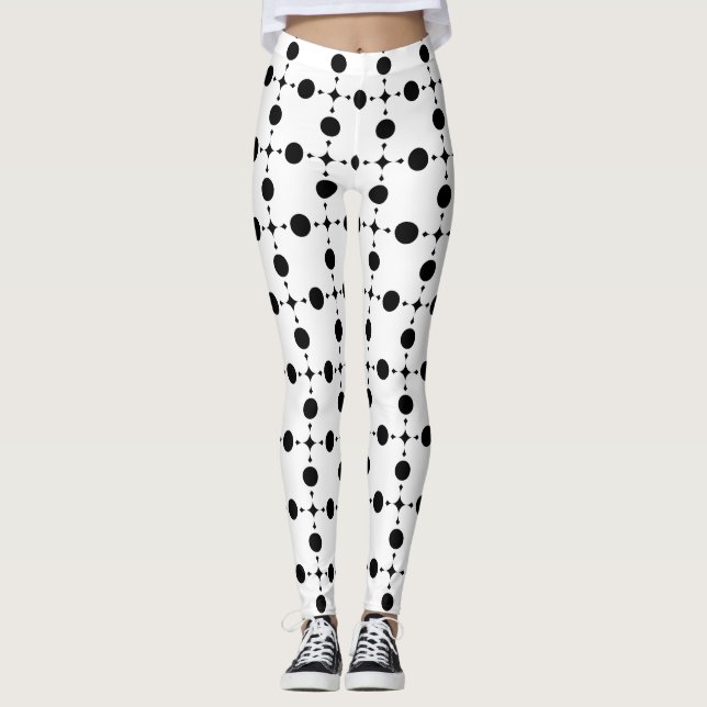 Black Polka Dots, Polka Dot Pattern, Dots, Dotted Leggings (Front)