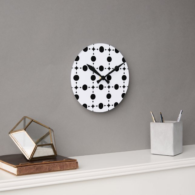 Black Polka Dots, Polka Dot Pattern, Dots, Dotted Round Clock (Office)