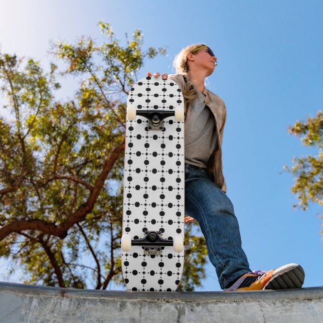 Black Polka Dots, Polka Dot Pattern, Dots, Dotted Skateboard (Outdoor 1)