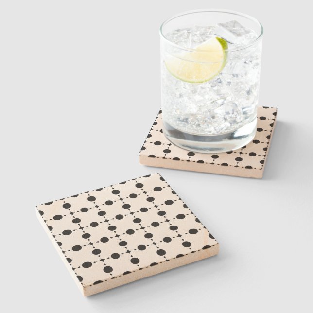 Black Polka Dots, Polka Dot Pattern, Dots, Dotted Stone Coaster (Side)
