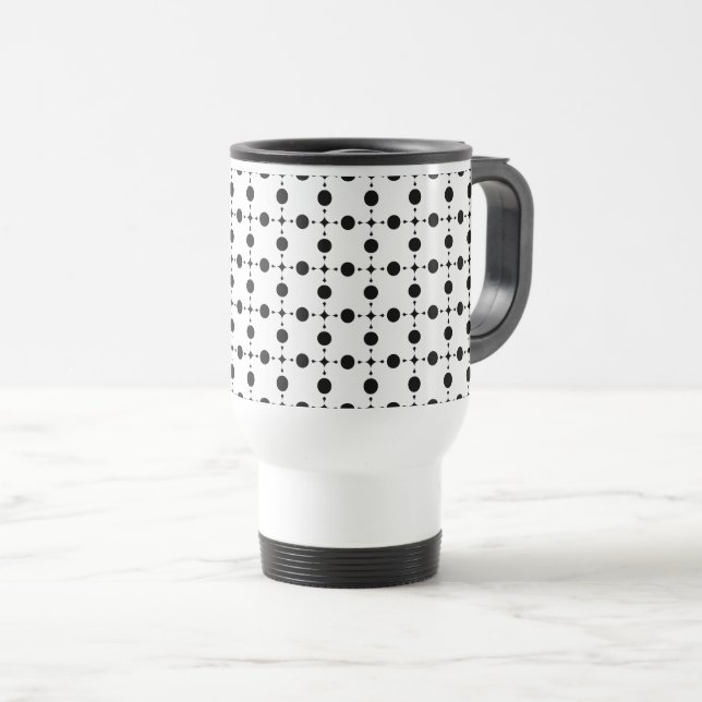 Black Polka Dots, Polka Dot Pattern, Dots, Dotted Travel Mug (Front Right)