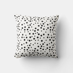 Black Polka Dots Various Sizes on Custom Pillows