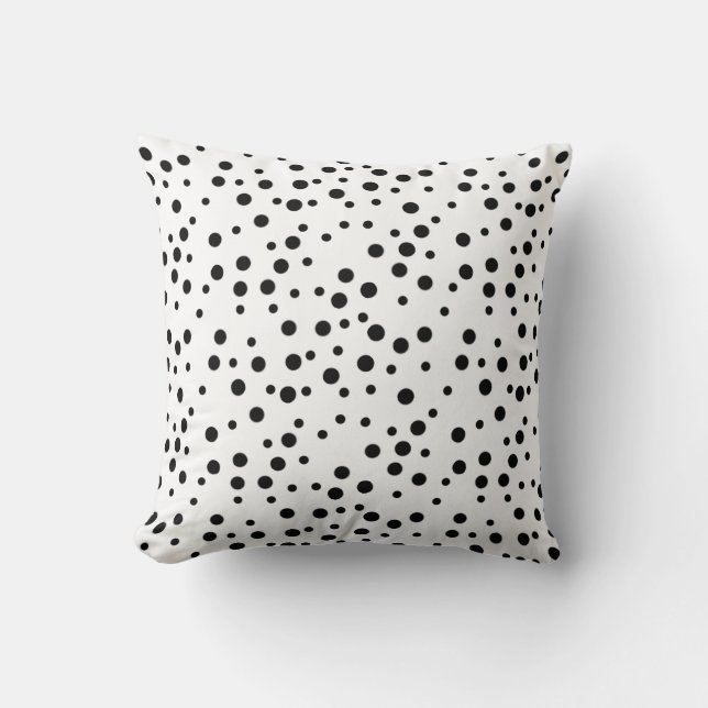 Black Polka Dots Various Sizes on Custom Pillows (Front)