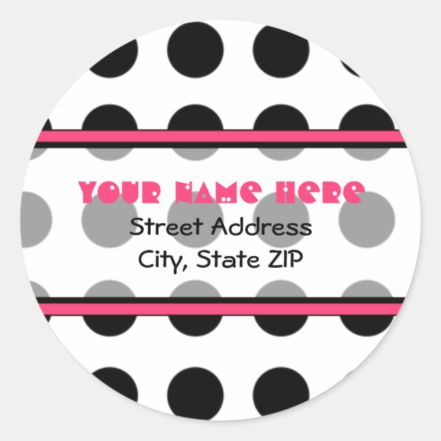 Black Polka Dotty with Pink Address Labels (Front)