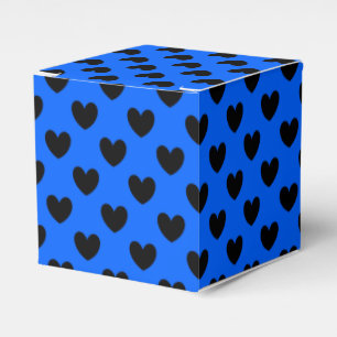 Black polka hearts on blue favour box