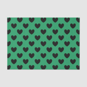 Black polka hearts on Kelly green Tissue Paper