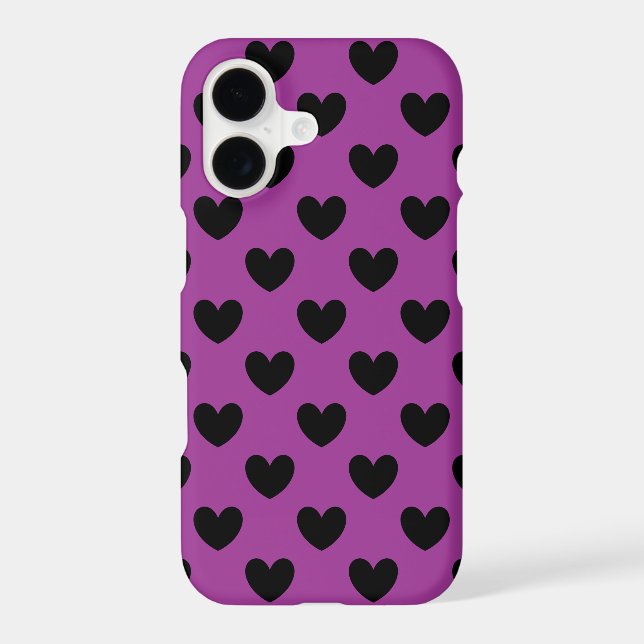 Black polka hearts on purple (Back)