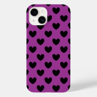 Black polka hearts on purple