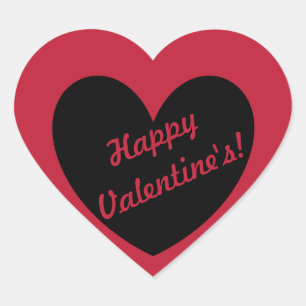 Black polka hearts on red heart sticker